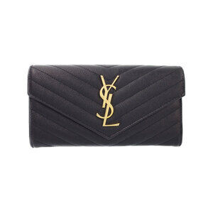 SAINT LAURENT Paris Monogram Flap Wallet Bi fold Long